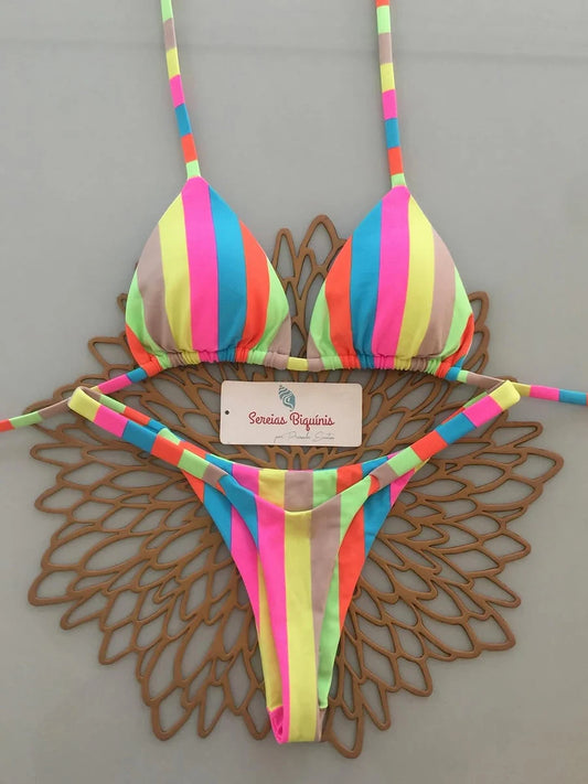 2026 New Sexy Retro Prints Brazilian Bikini Women Swimsuits Lace-up Swimwear Micro Biquini Swimsuits Beachwear