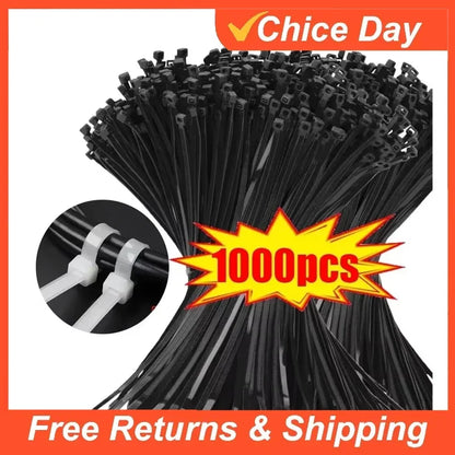 10-1000 Pcs Plastic Clamping Collar Rilsan Cable Ties Clamp Greenhouse Plastic Clamps Self-tightening Plastic Necklace Belts