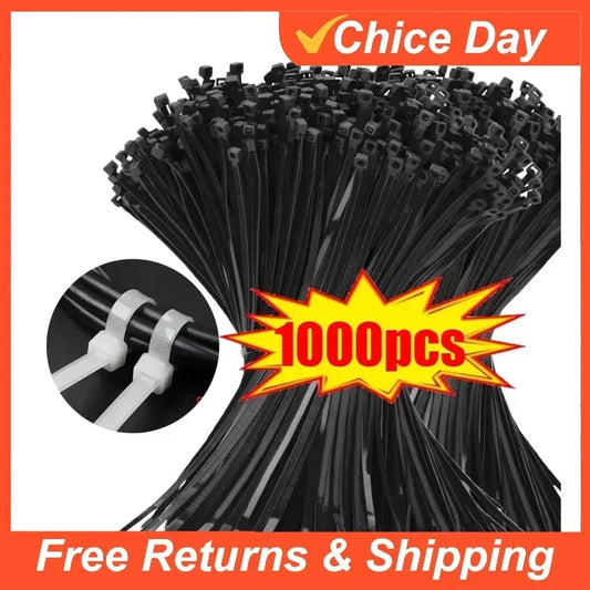 10-1000 Pcs Plastic Clamping Collar Rilsan Cable Ties Clamp Greenhouse Plastic Clamps Self-tightening Plastic Necklace Belts