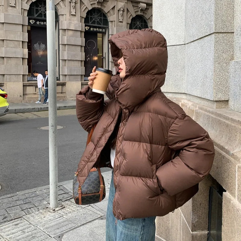 New Winter Puffer Jacket Women Fashion Hooded Down Cotton Overcoat Female Loose Casual Warm Parkas Outerwear