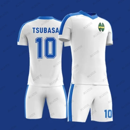Completo sportivo casual per bambini/adulti con stampa del numero 10 della squadra di calcio della Nankatsu School, capitano Tsubasa, estate 2025.