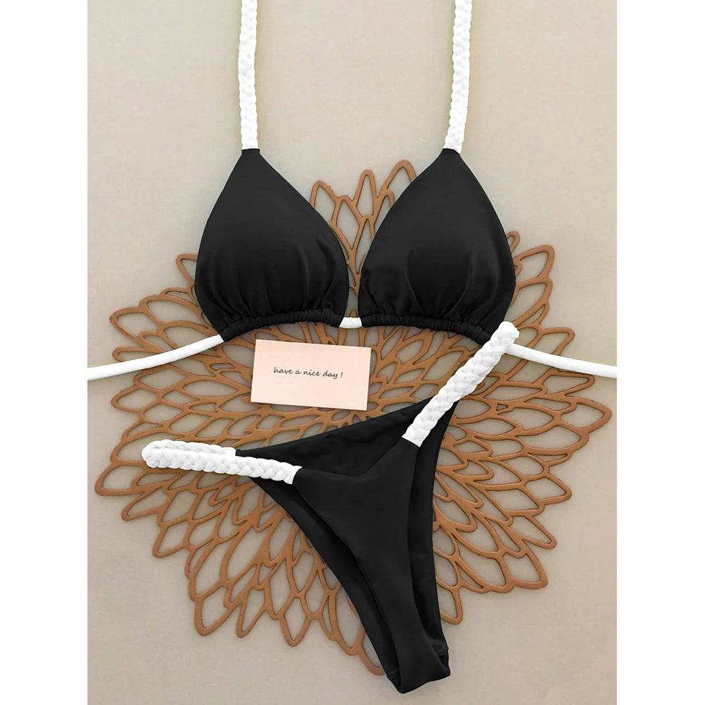 Micro bikini 2025, costumi da bagno push-up da donna, costumi da bagno sexy, bikini brasiliano, perizoma, bikini tinta unita, abbigliamento estivo da spiaggia.