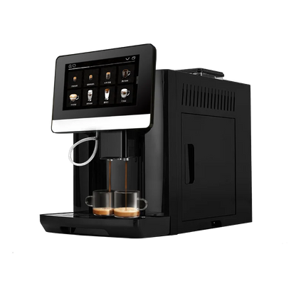 One Touch Bean To Cup 7 Inch 9 Language Automatic Espresso Coffee Maker Cappuccino Latte Hot Water Milk Coffee Built in Grinder