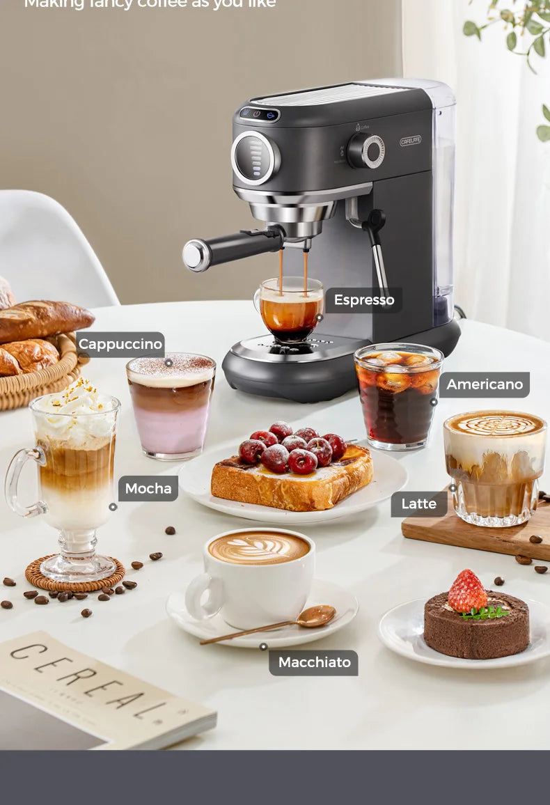 Macchina per caffè espresso Cafelffe 4 in 1 Cafetera Cappuccino Dolce Gusto Nes Capsule ESE Pod Ground Regalo per amante, papà, mamma