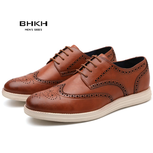 BHKH 2025 Autunno Scarpe eleganti da uomo in vera pelle, alla moda, con lacci, casual, scarpe eleganti da lavoro/ufficio, leggere