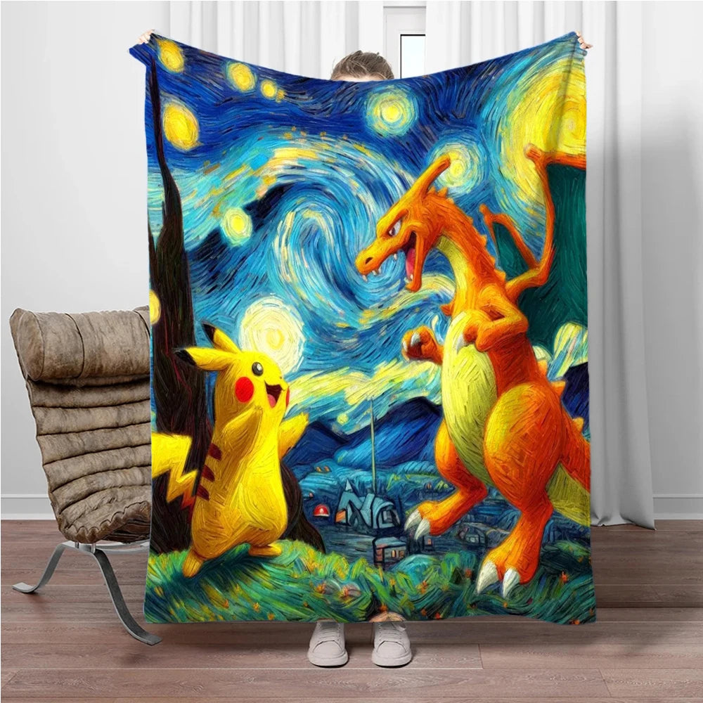 Coperte calde e morbide per bambini con Charizard dei cartoni animati giapponesi, perfette come copridivano, copriletto o regalo di compleanno.