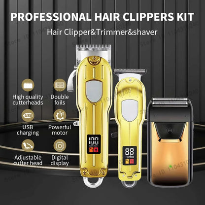 3 in 1 Hair Clippers for Men Beard Trimmer Kits Sets Electric Shavers Hair Clippers Trimmer T-Blade for Barber Home for Gifts