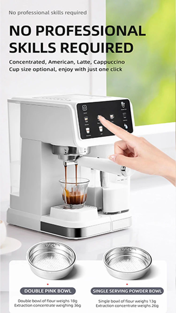 Macchina per caffè espresso italiana per uso domestico, ad alta pressione, automatica, con schiuma di latte, schermo a colori intelligente, macchina per caffè integrata