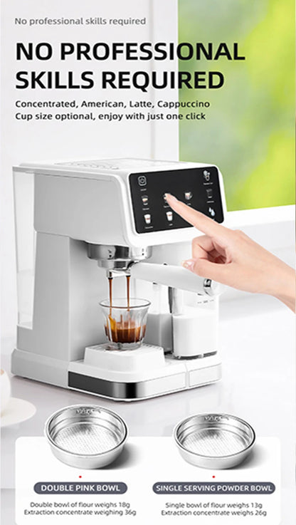 Macchina per caffè espresso italiana per uso domestico, ad alta pressione, automatica, con schiuma di latte, schermo a colori intelligente, macchina per caffè integrata