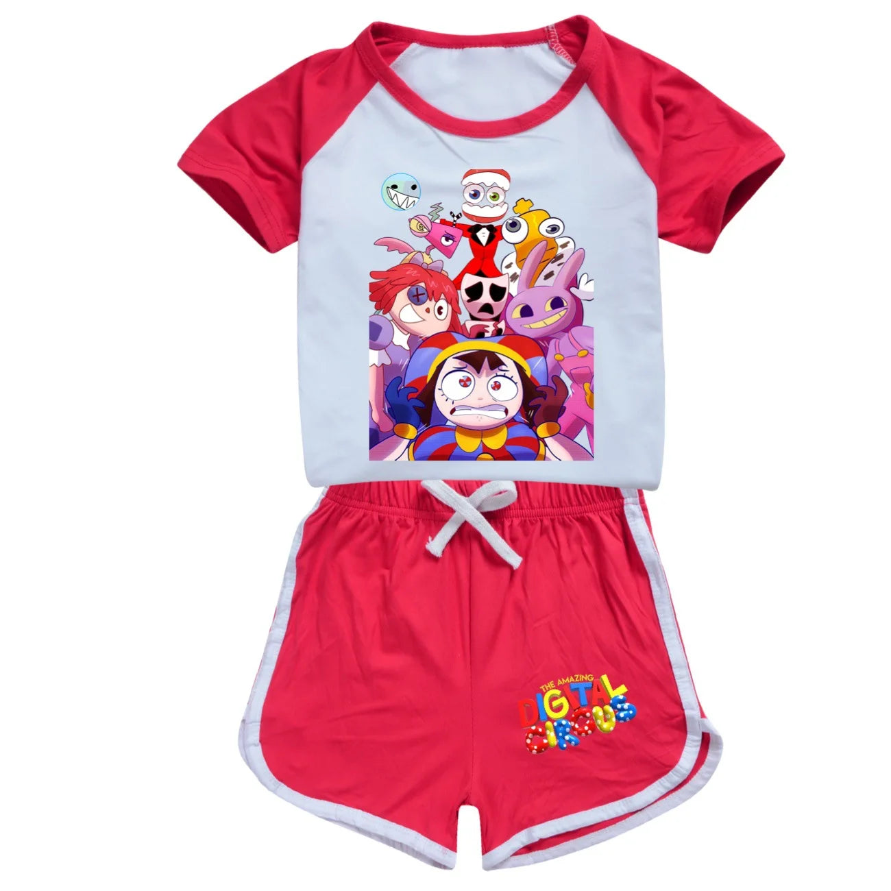 Abbigliamento per ragazzi: fantastico pigiama estivo digitale a tema circo con maglietta a maniche corte in cotone e pantaloncini, costume sportivo per ragazze 2896