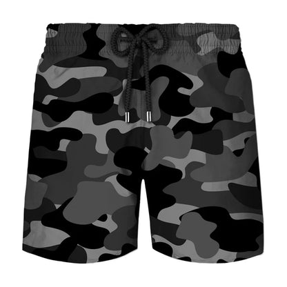 Pantaloncini sportivi da uomo con stampa 3D mimetica per cosplay, ideali per attività all'aperto, corsa, spiaggia, traspiranti, con elastico in vita.