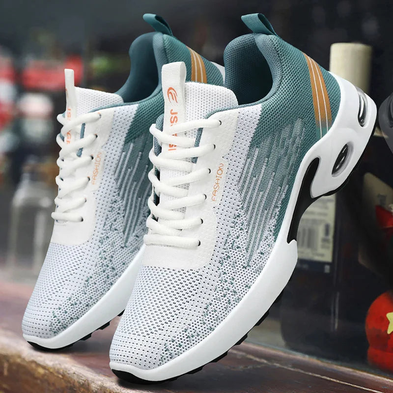 Scarpe da corsa da uomo traspiranti con lacci, scarpe casual in mesh intrecciato fei, scarpe da uomo comode con ammortizzazione ad aria, spedizione gratuita