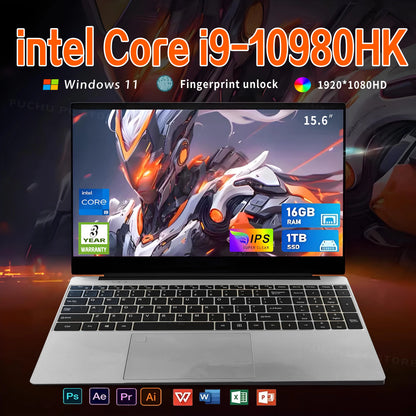 Windows 11 Pro Laptops  Intel Core i9-10980hk 16GB RAM 1TB SSD 15.6" Office Gamer  Study notebook Computer PC