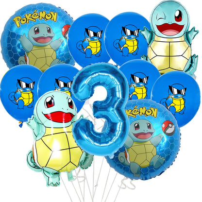 Palloncino Pikachu Pokemon per feste di compleanno da 1 a 9 anni, decorazione per feste a tema Pokemon e Squirtle, palloncino in alluminio per baby shower, bomboniere a tema Pikachu.
