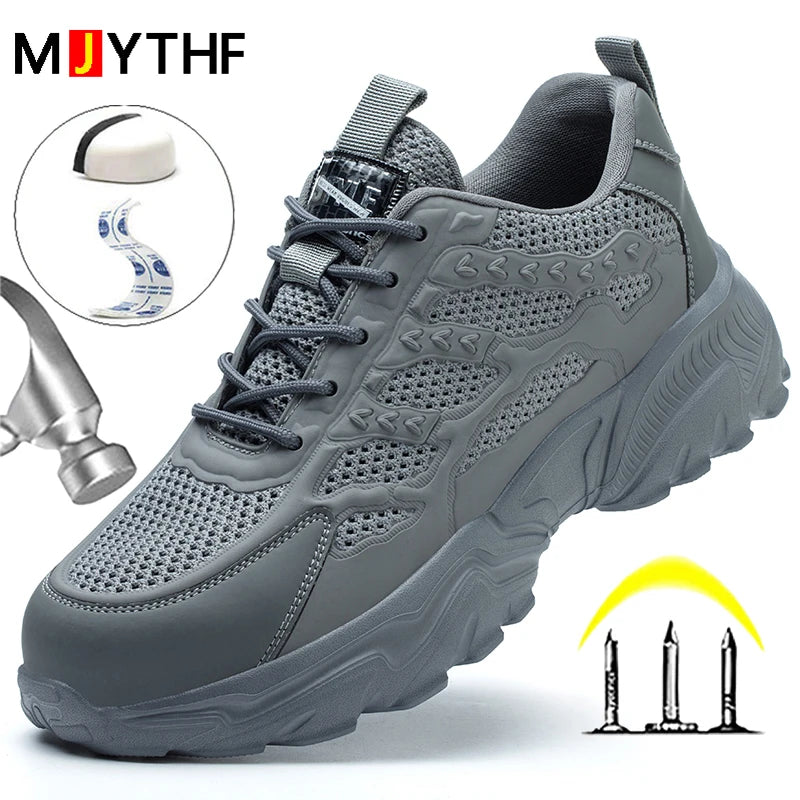 Scarpe antinfortunistiche traspiranti in mesh da uomo, bianche, scarpe protettive per uomo e donna, scarpe da lavoro estive leggere e indistruttibili 2026