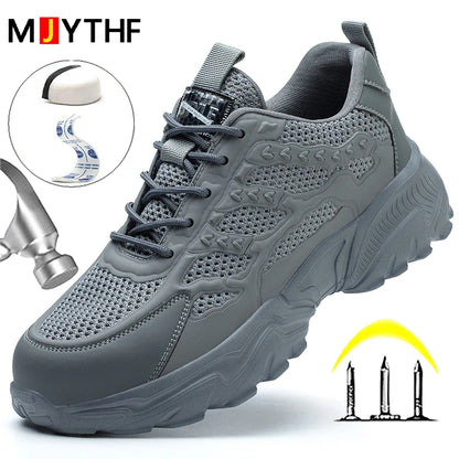 Scarpe antinfortunistiche traspiranti in mesh da uomo, bianche, scarpe protettive per uomo e donna, scarpe da lavoro estive leggere e indistruttibili 2026