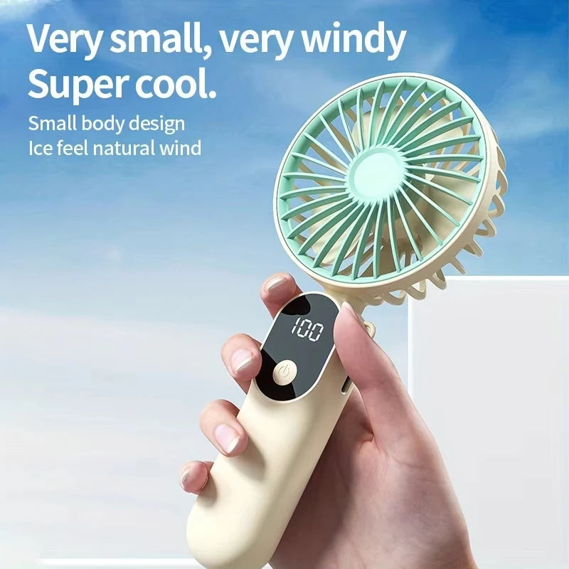 XIAOTREE Mini Portable USB Fan with 6 Speeds and Digital Display Foldable 3-in-1 Handheld Neck and Desktop Fan for Trave Outdoor