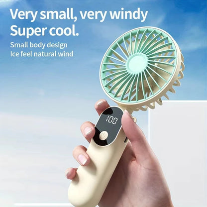 XIAOTREE Mini Portable USB Fan with 6 Speeds and Digital Display Foldable 3-in-1 Handheld Neck and Desktop Fan for Trave Outdoor