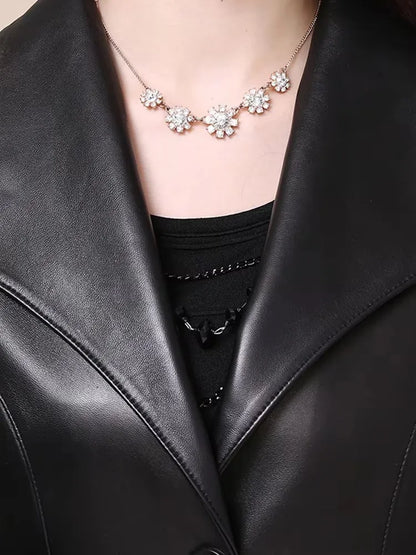 Mauroicardi Spring Autumn Fitted Soft Black Pu Leather Blazer Jacket Women Single Breasted Elegant Luxury Designer Clothes 2025
