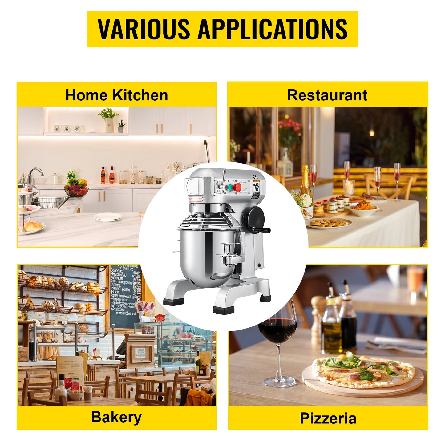 SucceBuy Impastatrice elettrica da 10-30 litri in acciaio inossidabile, frullatore professionale con frusta per uova e panna, robot da cucina, supporto per alimenti.