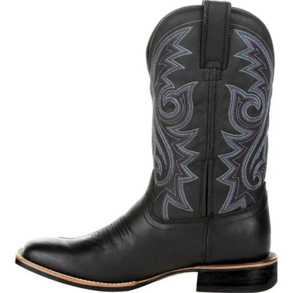Stivali western da uomo a metà polpaccio, neri e marroni, stivali da cowboy in pelle fatti a mano, scarpe da uomo 2025, nuovi stivali da equitazione unisex punk da uomo e donna.