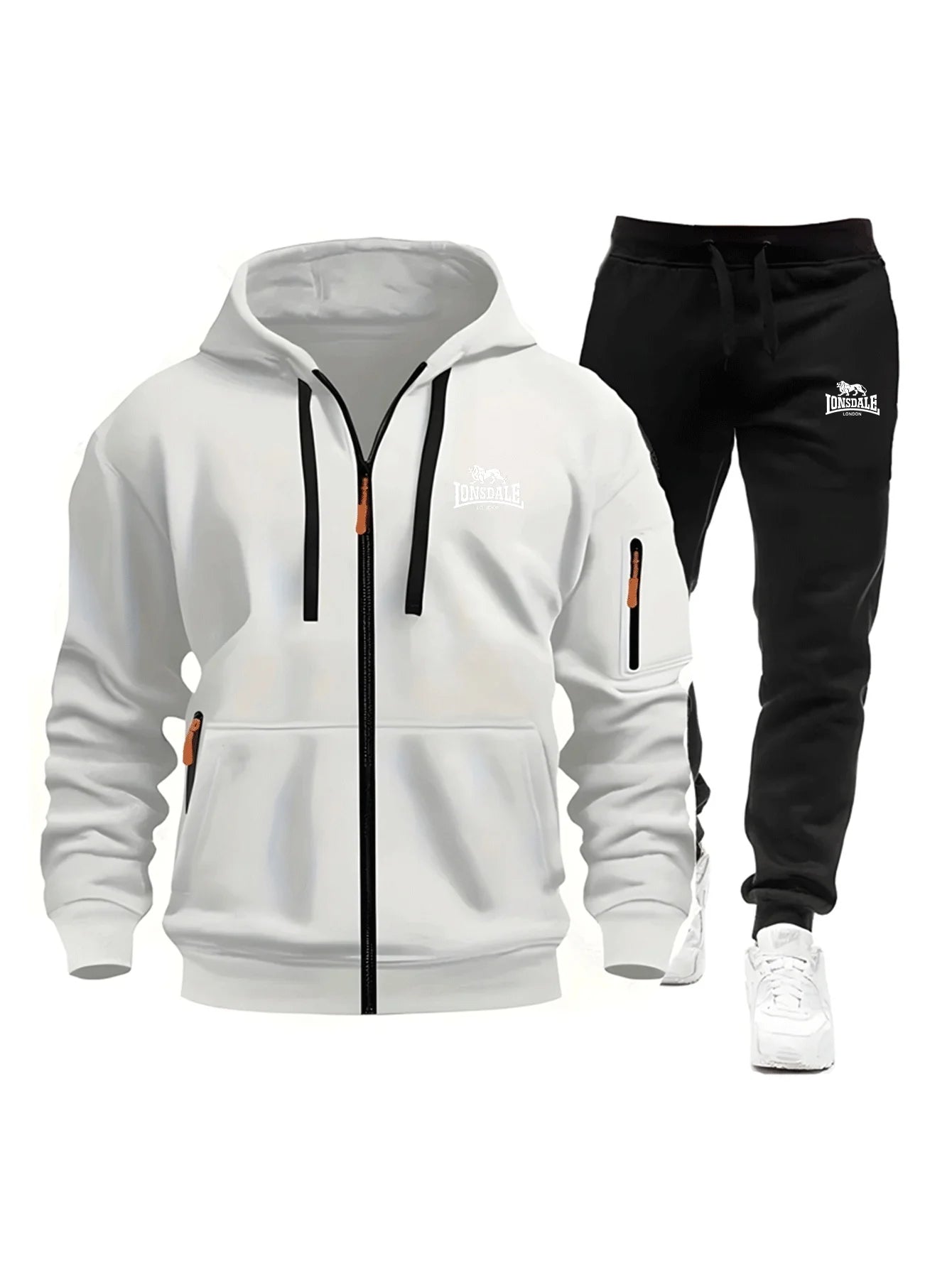 2026 New Brand Men's Winter American-Style Heavy Fleece Zip-Up Hoodie Warm Casual Sports Loose Workwear Trendy Set