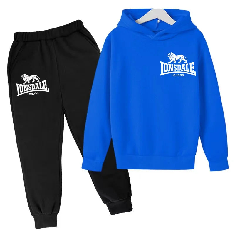 Felpa con cappuccio alla moda per bambini, tuta con stampa leone per ragazzi, cappotto per bambine dai 3 ai 12 anni, top + pantaloni, set sportivo casual da jogging, affascinante