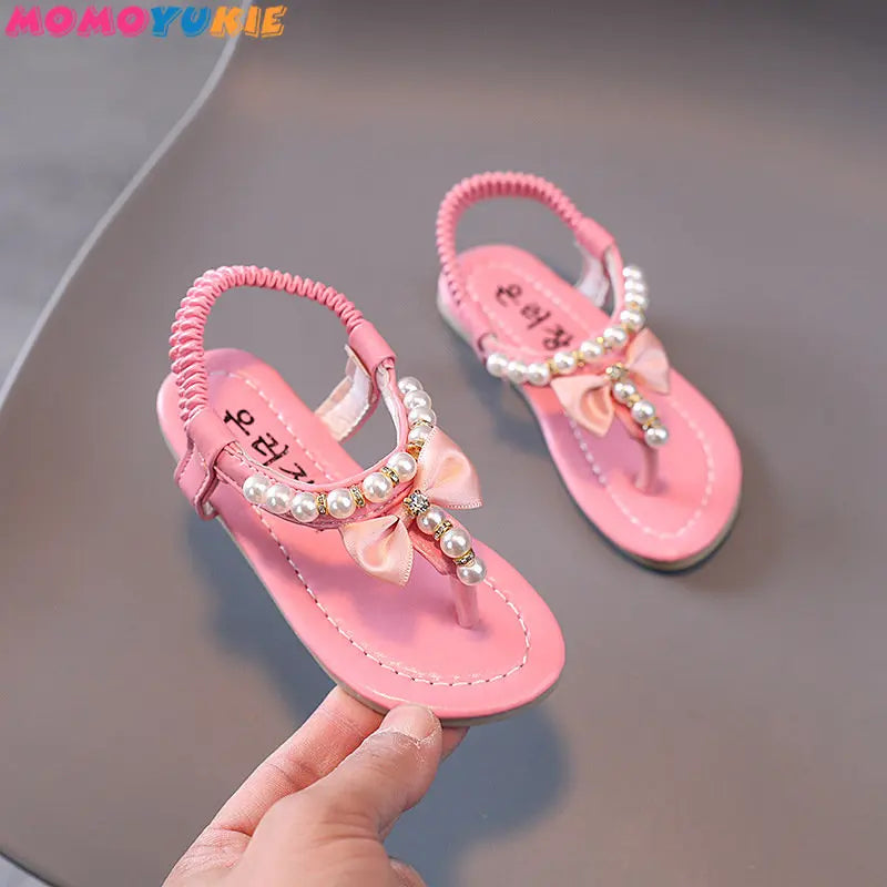 Scarpe estive da bambina, ballerine con perline, scarpe da principessa, scarpe da ballo per neonati, sandali per bambini, scarpe da matrimonio per bambini, rosa