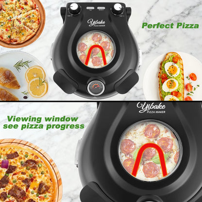 Forno elettrico per pizza YIBAKE da 12 pollici, antiaderente, per interni, con pietra in ceramica, riscalda fino a 420°C per deliziosi set da pizzeria al forno