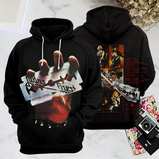 Felpe con cappuccio stampate in 3D della rock band Judas Priest, uomo e donna, moda sportiva, felpa con cappuccio, cappotto, abbigliamento da uomo, comfort, moletom