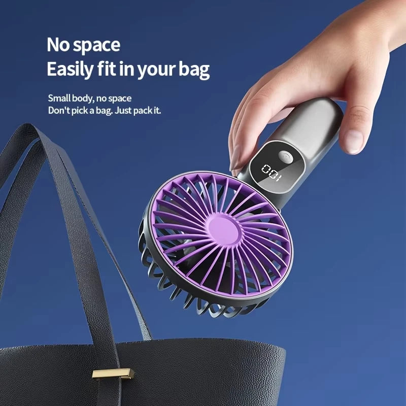XIAOTREE Mini Portable USB Fan with 6 Speeds and Digital Display Foldable 3-in-1 Handheld Neck and Desktop Fan for Trave Outdoor