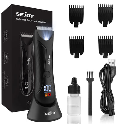 Sejoy Shaver for Men Ball Trimmer for Groin Pubic Grooming Body Hair Trimmer Replaceable Ceramic Blade Heads Electric Razor