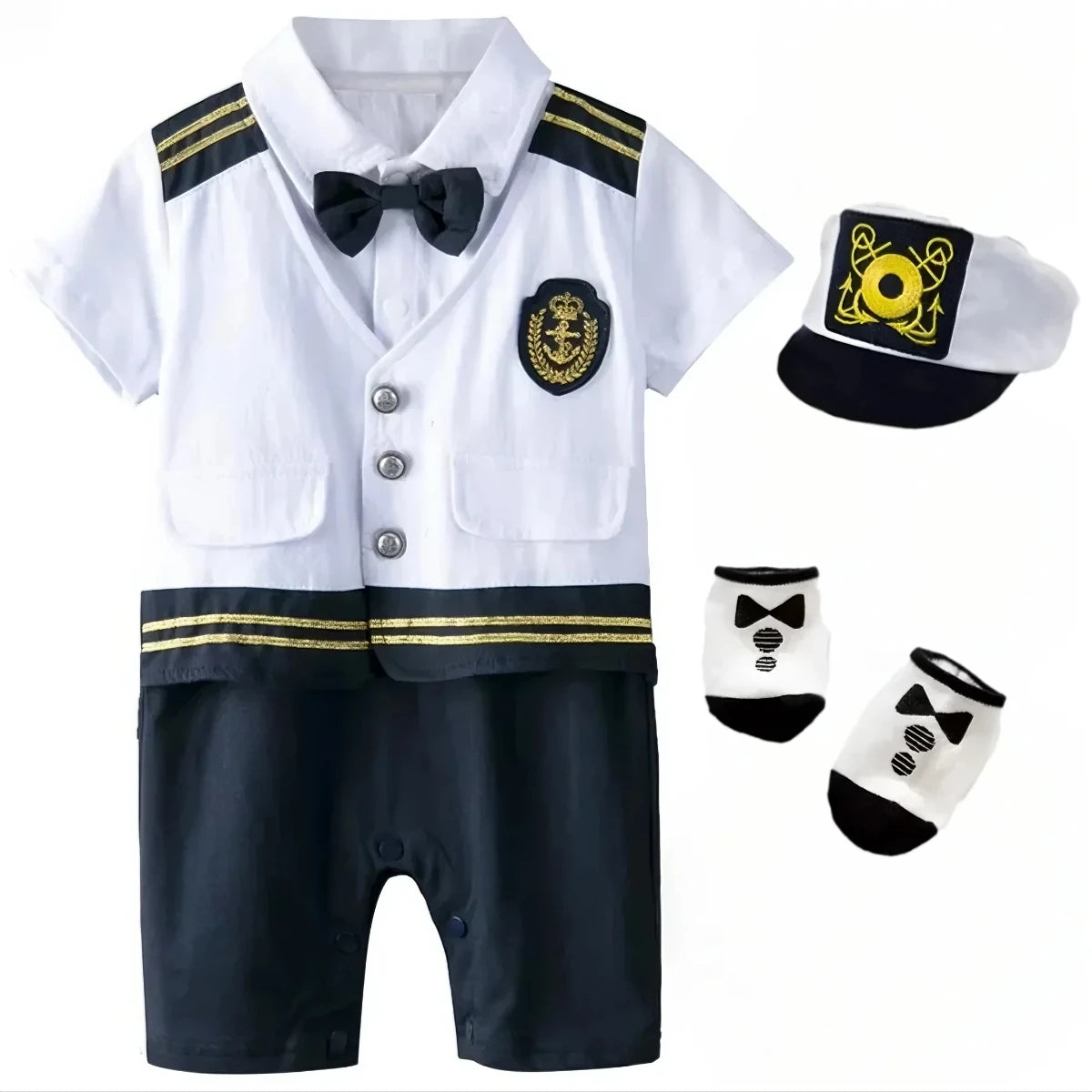 Costume da capitano per neonati, tutina da Halloween/Carnevale/Cosplay per bambini, abito da capitano/marinaio per bambini piccoli