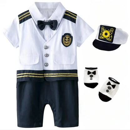 Costume da capitano per neonati, tutina da Halloween/Carnevale/Cosplay per bambini, abito da capitano/marinaio per bambini piccoli