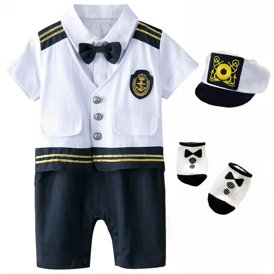 Costume da capitano per neonati, tutina da Halloween/Carnevale/Cosplay per bambini, abito da capitano/marinaio per bambini piccoli
