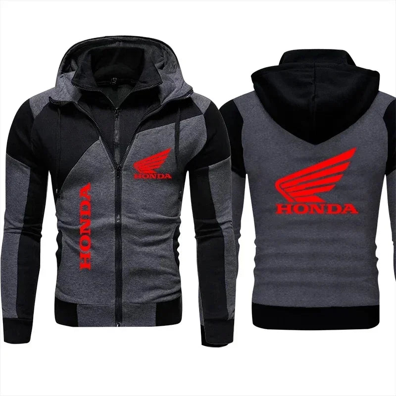 Felpa con cappuccio Honda, giacca da motociclista, felpa con stampa logo Honda Wing, pullover, giacca da motociclista alla moda, abbigliamento da uomo, felpa con cappuccio e cerniera personalizzata