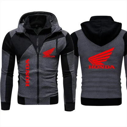Felpa con cappuccio Honda, giacca da motociclista, felpa con stampa logo Honda Wing, pullover, giacca da motociclista alla moda, abbigliamento da uomo, felpa con cappuccio e cerniera personalizzata