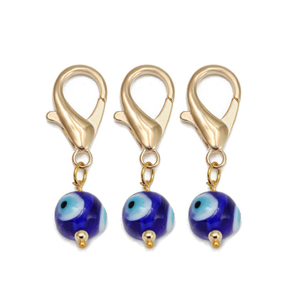 Set di 3 portachiavi Lucky Eye Turkish Evil Eye in lega, portachiavi rotondo Fatima, portachiavi per borsa e auto, pulsaras bijoux צמידים