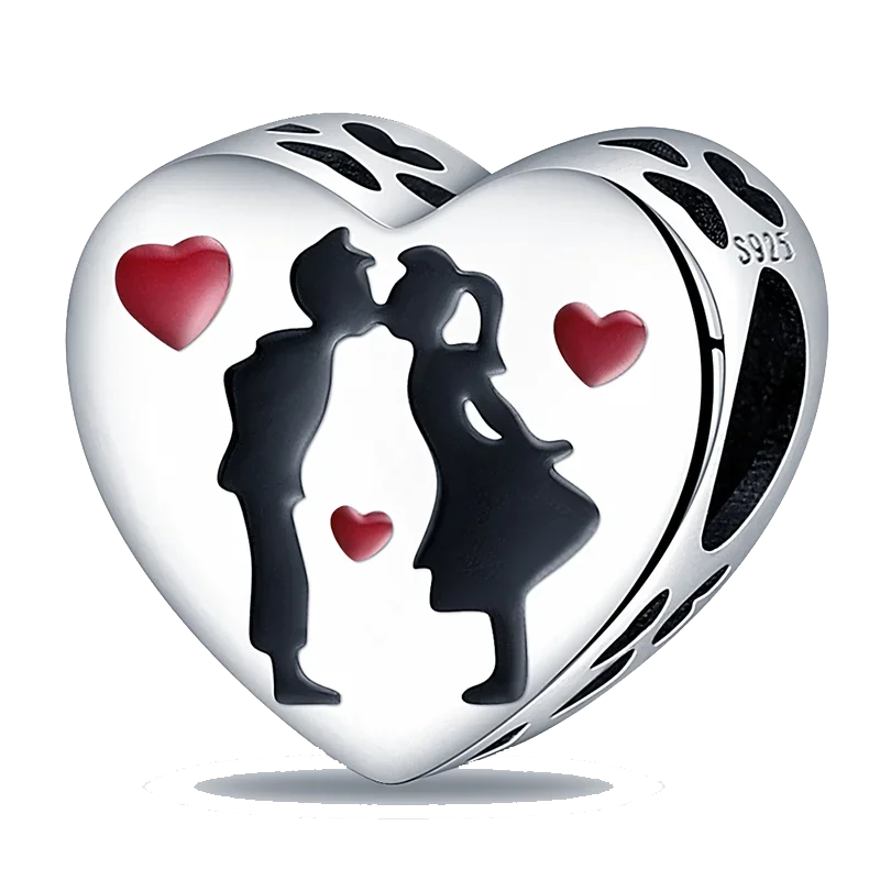 Anello romantico in argento sterling 925 con rosa, ideale per coppie, perfetto come proposta di matrimonio o per San Valentino. Ciondoli e perline adatti a collane e bracciali, perfetti per creare gioielli fai da te e regali.