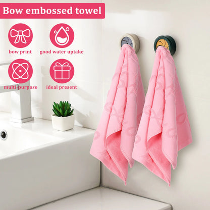 2/3Pcs Bath Towel Cotton 3D Bow Pattern Face Towel Strong Absorbency Embossing Bow Hand  Towel for Kitchen Bathroom Guest Room