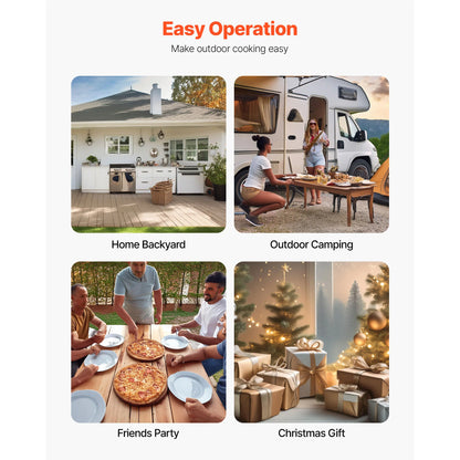 SucceBuy Forno per pizza da esterno da 12 pollici Forni per pizza a legna Stufa a pellet per pizza con termometro per campeggio esterno in cortile