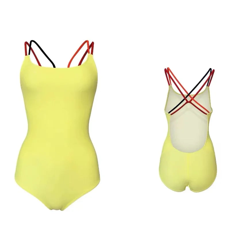 Amber Profional Cetitive One-Piece Swimsuit Women's Sport Training Suit High Elastici Polyester Spandex No Chest Pad