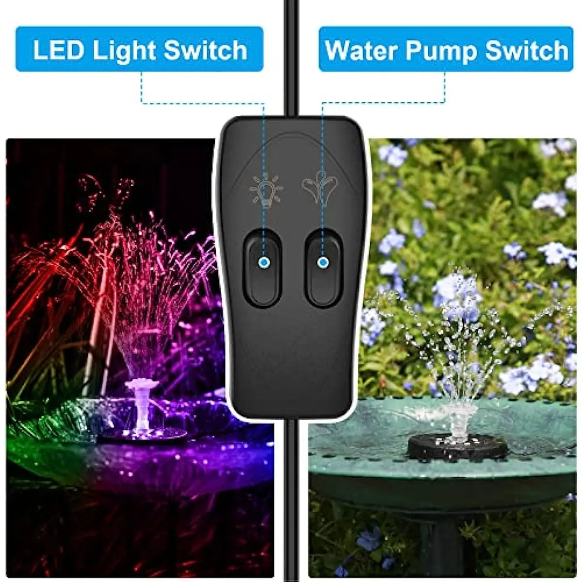 Pompa per fontana d'acqua USB da 2,5 W con luce LED, galleggiante, fai da te, kit per fontana da giardino per esterni, ideale per vasche per uccelli, laghetti e acquari.