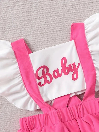 Prowow Abbigliamento per neonate Abito estivo con body senza schienale, stampa con lettere e patchwork per neonate e bambine