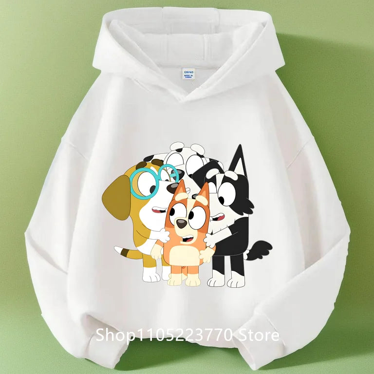 Felpa con cappuccio Bluey per bambini dai 4 ai 14 anni, autunno/inverno, calda e accogliente, con stampa di cartoni animati e anime, ideale per maschietti e femminucce.