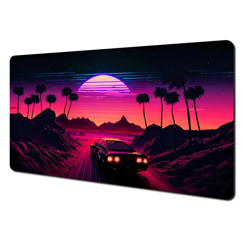 Ukiyo-e style sports cars and fantastical landscape large Mouse Pad Desk Mat pc accessories Gaming pad office rug Mouse carpet