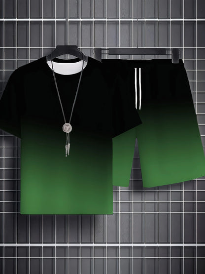Completo estivo casual da uomo composto da t-shirt e pantaloncini 2026, abbigliamento sportivo taglie forti, t-shirt a maniche corte, pantaloncini con coulisse e tasca.