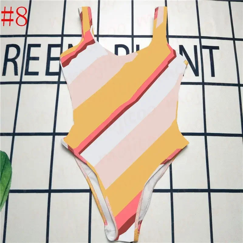 The 2025 high-waisted bikini letter print swimsuit is the latest V-neck swimsuit for women in summer