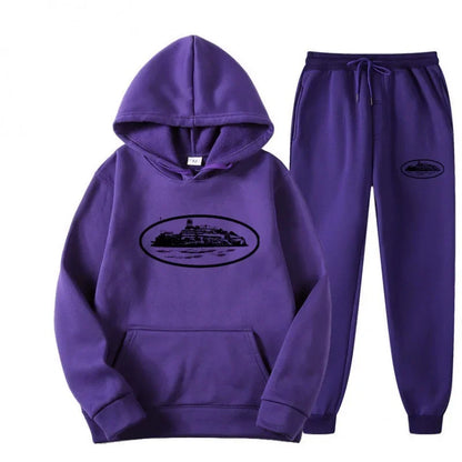 NICE Set felpa con cappuccio unisex ampio e foderato in pile, con stampa "Devil Prisoner Pattern", ecologico, morbido, comodo, abbigliamento casual