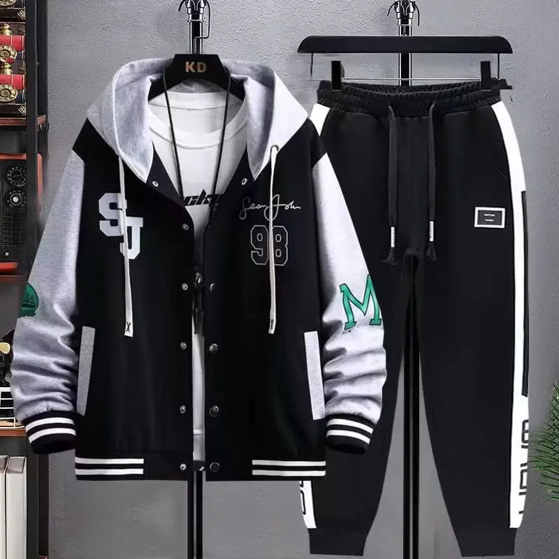 Men's Hooded Tracksuit Set Hoodie Jogger Pants 2 Piece Fashion Sports Wear Korean Popular Clothes Men Plus Size Men's Clothing